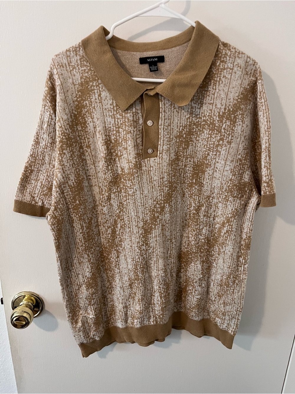 Alfani Men's Johnny Collar Short Sleeve Knit Polo Shirt Size Large